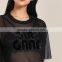 2017 customized factory round neck tunic Flock Print Mesh Top