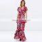 Bambi bloom floral printed short sleeve ruffled maxi wrap dresses