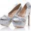 Shallow-mouthed shavy wedding women's shoes with a silver nightclub with a silver nightclub WS041
