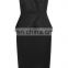 wholesale women sexy dress strapless peplum midi dress woven and crepe black peplum dress
