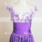 Real Sample Scoop Neckline Cap Sleeve Handwork Beaded Purple Sexy Prom Dress For Girls