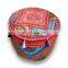 Round Patchwork Embroidered Multi Ottoman Pouf Bohemian Indian Decorative Ottoman Pouf Cover