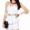 New White Wrap Tops and Shorts Elegant Office Fancy Ladies Suits