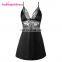 Silky Black Cut Out Back Sexy Women Babydoll Plus Size Lingerie