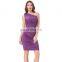 Kate Kasin Sexy Cheap Womens High Stretchy One Shoulder Pleated Short Purple Bodycon Cocktail Dress KK001002-1