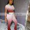 2020 new arrival women wholesale tie dye crop top 2 piece joggers crop top and stacked pants set