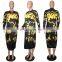 European and American fashion loose print thickened Long Sleeve Dress women clothing casual dress women