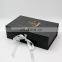 Luxury style custom size colour gold foil logo t shirt cup wigs product packaging black magnetic gift box