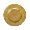 Shiny Gold Electroplated Glass Charger Plate With Rattan Design
