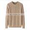 Women's 100% Cashmere Cable Knit Long Sleeves Casual Sweater Winter O-Neck with Front Logo OEM Service