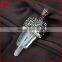 Wholesale natural clear aura crystal quartz boho pendants, black CZ paved crystal boho pendants
