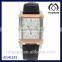 Fashion Men's Genuine Leather Strap Yellow Gold Plated Stainless Steel 316L Self Wind Watch Automatic