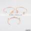 Set of 3 rose gold forged bangle stacking cuff bangles leaf &CZstone bangles