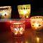 Handmade cup shaped glass mosaic candle holder