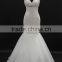 Elegant mermaid lace applique wedding dress with tulle straps beading trim on teh empire cutline