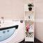 white self-assembled plastic shower corner shelf for towel