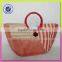 Jute material and tote bag women fashion style high quality cotton handbag round handle