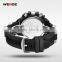 WEIDE Silicone Band Watch Auto Date LED Watch Digital Dual Movement Watches Men Military Outdoor Sports Quartz Watch