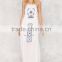 2016 Custom Women Embroidered Cotton Sleeveless White Maxi Dress