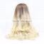 Cheap Extra Long Synthetic Lace Front Wig Heat Resistant Wavy Dark Root Brown to Blonde Wig Natural Wig