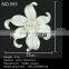 guangzhou market plastic flower shape flatback rhinestone embellishment accessory of hair bow