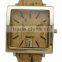 Natural Wooden Watch With High Quality Square big dial ,Custom Logo Watch pu leather strap