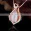 rose gold plated 925 silver natural gemstone rose quartz large sterling silver pendant