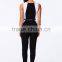 Sleeveless Contrast Color Sexy Style Belt Waist Long Jumpsuit