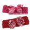 Crochet Elastic Baby Headbands with 3inch Chevron Ribbon Bows for Baby Girls Hair Accessories