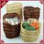 Wholesale wicker woven supermarket shopping basket with flexible handles