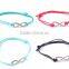 2PCs Silver Plated Metal Infinity Faux Suede Leather Cord Charm Bracelets