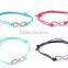 2PCs Silver Plated Metal Infinity Faux Suede Leather Cord Charm Bracelets