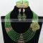 Emerald Green African Wedding Crystal Beads Necklace Nigerian Earrings Jewelry Sets