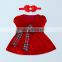 2017 summer new high-quality Cotton short-sleeved red bow tie baby set, roomper dress+headband from 1 to 2 years old
