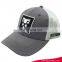 grey canvas baseball cap half whtie mesh trucker hat with embroidery patch