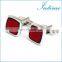 Simple Check Cuff Link Red Square Men Shirt Cufflinks