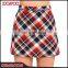 OEM ODM Latest Fashion High Waisted Sweet Cotton Skirts Tartan Red A-line Short Lady Mini Skirt