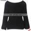 Women Rosette Korea Designs Black Knit Pullover Sweater Top