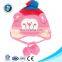 Cute fashion pink monkey kintted baby winter hat custom warm soft crocheted hat