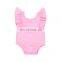 2019 New Arrival Boutique Pure Pink designer back Flutter Sleeve baby romper Wholesale Price baby jumpsuit