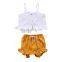 1-5 Years Kid Newborn Baby Girls Button Sleeveless Tank Tops + mini shorts Outfits 2pcs Clothing Set