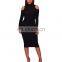 2020 New Arrivals Women Solid Color Fashion Casual Dresses Ladies Long Sleeve Turtleneck Off Shoulder Dresses Women Autumn Dress