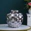 Large Silver Honeycomb Round Modern Simple Ceramic Flower Vase For Living Room Decor
