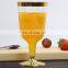 Wedding Disposable Plastic 6oz Clear Plastic Cup Gold Rimmed Tumbler Wine Stem ware Champagne Flutes With Gold Rim