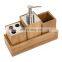 Bamboo Bathroom Accessories Set with Soap Dispenser, Cup, Toothbrush Holder and Tray