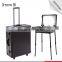  promotional high quality Aluminum makeup trolley case with lights and mirror inside