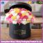 custom printed matte black round box for flowers