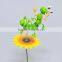 4 Inch Plastic Caterpillar on Lotus Garden Ornaments, Garden Sticks