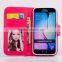 Lambskin style wallet PU leather case For Samsung S6, Cell phone case For Samsung galaxy S6 leather case with Zipper, 7 colors