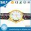 Promotional lady popular gold plating shining pu strap china made watch